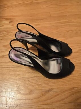 Style & Co. Black Peep-Toe Slingback Heels, Size 8